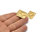 Pirinç Kare Charm, 1 Delikli 12 Ham Pirinç Dokulu Kare Charm, Küpeler, Bulgular (25x20mm) D0566