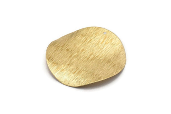 Brass Wavy Disc, 6 Raw Brass Textured Round Discs With 1 Hole (40mm) D0562