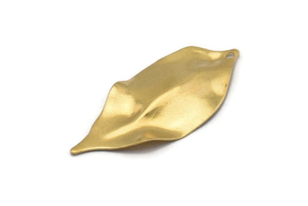 Brass Leaf Charm, 24 Raw Brass Leaf Charms With 1 Hole, Earrings (35x16x0.40mm) D0572