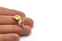 Gold Shell Earring, 2 Gold Plated Brass Sea Shell Stud Earrings With 1 Loop, Findings (12x16mm) N0941