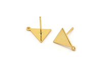 Gold Triangle Earring, 6 Gold Plated Brass Triangle Stud Earrings With 1 Hole (12x10mm) Q0974