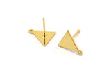 Gold Triangle Earring, 6 Gold Plated Brass Triangle Stud Earrings With 1 Hole (12x10mm) Q0974