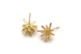 Gold Sea Urchin Earring, 4 Gold Plated Brass Sea Urchin Stud Earrings (13mm) N1184 Q1102