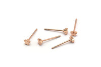 Rose Gold Star Earring, 12 Rose Gold Plated Brass Star Stud Earrings (4mm) D1406