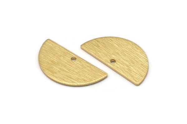 Brass Semi Circle , 24 Raw Brass Textured Half Moon Charms With 1 Hole, Pendants (21x10.5x0.80mm) D0596
