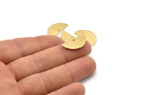 Brass Semi Circle , 24 Raw Brass Textured Half Moon Charms With 1 Hole, Pendants (21x10.5x0.80mm) D0596