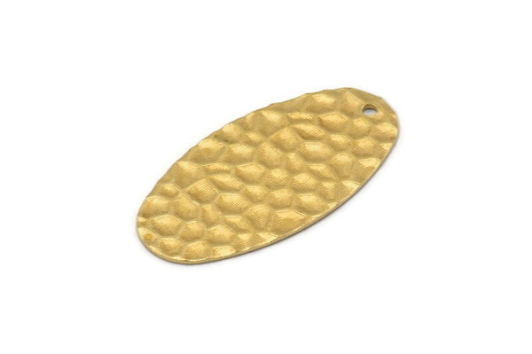 Brass Oval Blank, 12 Raw Brass Hammered Oval Stamping Blanks With 1 Hole (30x15x0.80mm) D0579