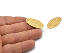 Brass Oval Blank, 12 Raw Brass Hammered Oval Stamping Blanks With 1 Hole (30x15x0.80mm) D0579