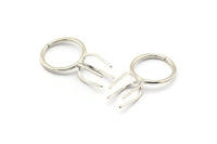 Claw Ring Settings - 925 Silver 4 Claw Ring Blanks For Natural Stones N0117
