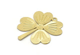 Brass Leaf Charm, 4 Raw Brass Four Leaf Clover Charms With 1 Hole, Charm Earrings (35x32x0.80mm) M02986