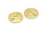 Brass Moon Charm, 6 Raw Brass Moon Phases Charms With 2 Holes (22x0.80mm) M02927