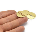 Brass Moon Charm, 6 Raw Brass Moon Phases Charms With 2 Holes (22x0.80mm) M02927
