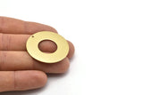 Brass Round Charm, 2 Raw Brass Charms With 1 Hole, Pendants, Findings (35x0.80mm) M02982