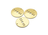 Brass Moon Charm, 12 Raw Brass Moon Phases Charms With 1 Hole (18x0.80mm) M02952