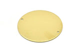 Brass Round Charm, 2 Raw Brass Charms With 2 Holes, Pendants, Findings (35x0.80mm) M02976