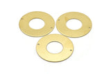 Brass Round Charm, 2 Raw Brass Charms With 2 Holes, Pendants, Findings (35x0.80mm) M02981