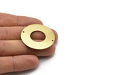 Brass Round Charm, 2 Raw Brass Charms With 2 Holes, Pendants, Findings (35x0.80mm) M02981