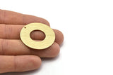 Brass Round Charm, 2 Textured Raw Brass Charms With 1 Hole, Pendants, Findings (35x0.80mm) M03004