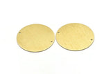 Brass Round Charm, 2 Textured Raw Brass Charms With 2 Holes, Pendants, Findings (35x0.80mm) M03001