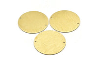 Brass Round Charm, 2 Textured Raw Brass Charms With 2 Holes, Pendants, Findings (35x0.80mm) M03001