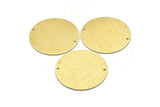 Brass Round Charm, 2 Textured Raw Brass Charms With 2 Holes, Pendants, Findings (35x0.80mm) M03001