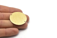 Brass Round Charm, 2 Textured Raw Brass Charms With 2 Holes, Pendants, Findings (35x0.80mm) M03001
