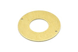 Brass Round Charm, 2 Textured Raw Brass Charms With 2 Holes, Pendants, Findings (35x0.80mm) M03005