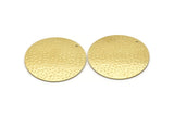 Brass Round Charm, 2 Textured Raw Brass Round Tags With 1 Hole (40x0.80mm) M02997