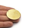 Brass Round Charm, 2 Textured Raw Brass Round Tags With 1 Hole (40x0.80mm) M02997