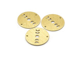 Brass Moon Charm, 12 Textured Raw Brass Moon Phases Charms With 2 Hole (18x0.80mm) M02971
