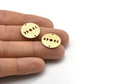 Brass Moon Charm, 12 Textured Raw Brass Moon Phases Charms With 2 Hole (18x0.80mm) M02971