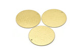 Brass Round Charm, 2 Textured Raw Brass Charms With 1 Hole, Pendants, Findings (35x0.80mm) M02991