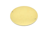 Brass Round Charm, 2 Raw Brass Charms With 2 Holes, Pendants, Findings (40x0.80mm) M02979