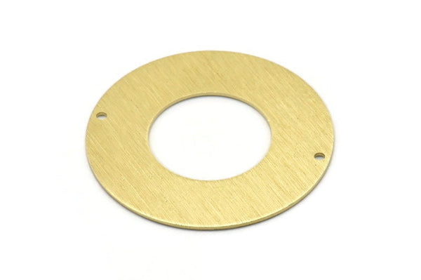 Brass Round Charm, 2 Textured Raw Brass Round Tags With 2 Holes (40x0.80mm) M02990