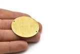 Brass Round Charm, 2 Textured Raw Brass Round Tags With 2 Holes (40x0.80mm) M03006