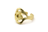 Brass Royal Ring, 2 Raw Brass Royal Rings With 1 Stone Settings - Pad Size 4mm N1833