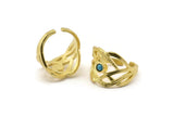 Brass Royal Ring, 2 Raw Brass Royal Rings With 1 Stone Settings - Pad Size 3mm N1832