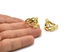 Brass Royal Ring, 2 Raw Brass Royal Rings With 1 Stone Settings - Pad Size 3mm N1832