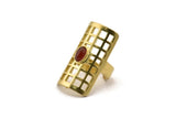Brass Royal Ring, Raw Brass Royal Rings With 1 Stone Settings - Pad Size 5x7mm N1843