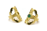 Brass Royal Ring, Raw Brass Royal Rings With 1 Stone Settings - Pad Size 6mm N1845