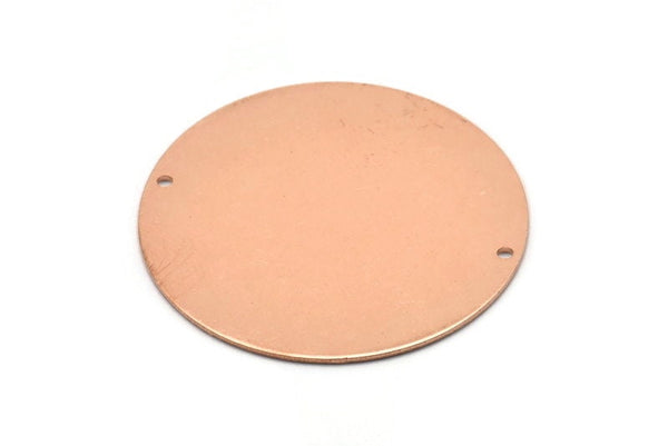 Copper Round Charm, Raw Copper Charm With 2 Holes, Pendants, Findings (40x0.80mm) M02989