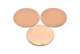 Copper Round Charm, Raw Copper Charm With 2 Holes, Pendants, Findings (40x0.80mm) M02989