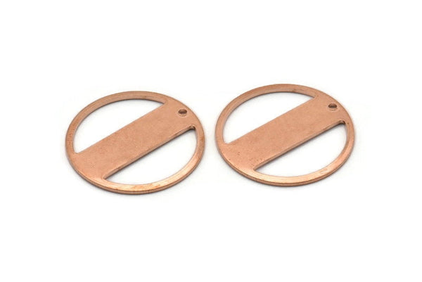 Copper Round Charm, 4 Raw Copper Round Tags, Round Charms With 1 Hole (22x0.80mm) M02950