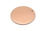 Copper Round Charm, 4 Raw Copper Round Tags, Round Charms With 1 Hole (22x0.80mm) M02946