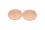 Copper Round Charm, 4 Raw Copper Round Tags, Round Charms With 1 Hole (22x0.80mm) M02946