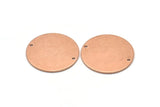 Copper Round Charm, 4 Raw Copper Round Tags, Round Charms With 2 Holes (22x0.80mm) M02945