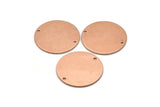 Copper Round Charm, 4 Raw Copper Round Tags, Round Charms With 2 Holes (22x0.80mm) M02945