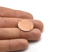 Copper Round Charm, 4 Raw Copper Round Tags, Round Charms With 2 Holes (22x0.80mm) M02945