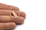 Copper Round Charm, 4 Raw Copper Round Tags, Round Charms With 2 Holes (22x0.80mm) M02949