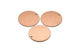 Copper Round Charm, 6 Raw Copper Round Tags, Round Charms With 1 Hole (18x0.80mm) M03028